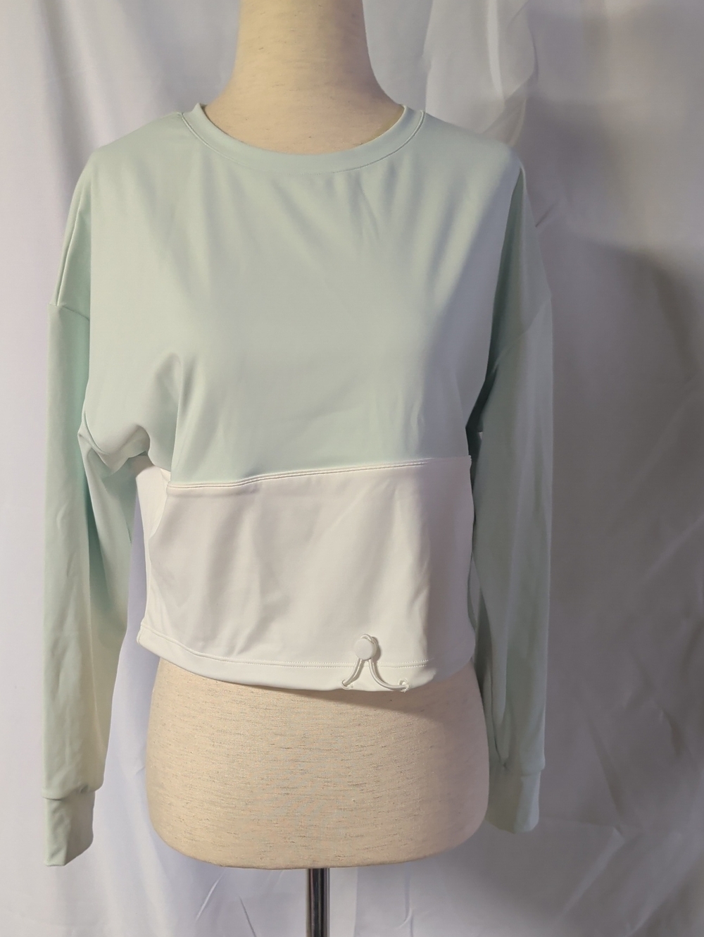 Women’s Zyia Long-Sleeve Crop Top - Mint and White